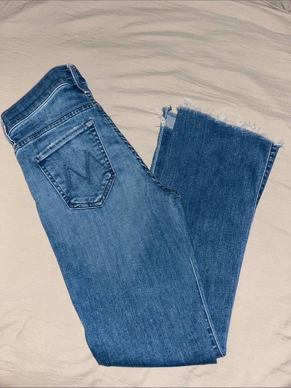 MOTHER The Insider Crop Step Fray Jeans Off Limits Wash Size 25